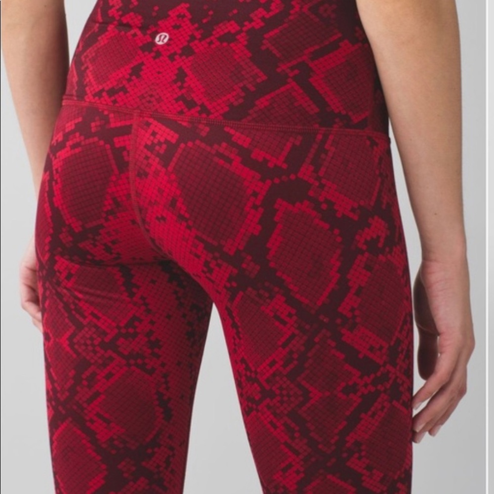 Lululemon red-snake print leggings